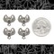 Pewter Plated Brass Small Screaming Bat Three Ring Connectors, Set of Four - XXX - *P-3C30